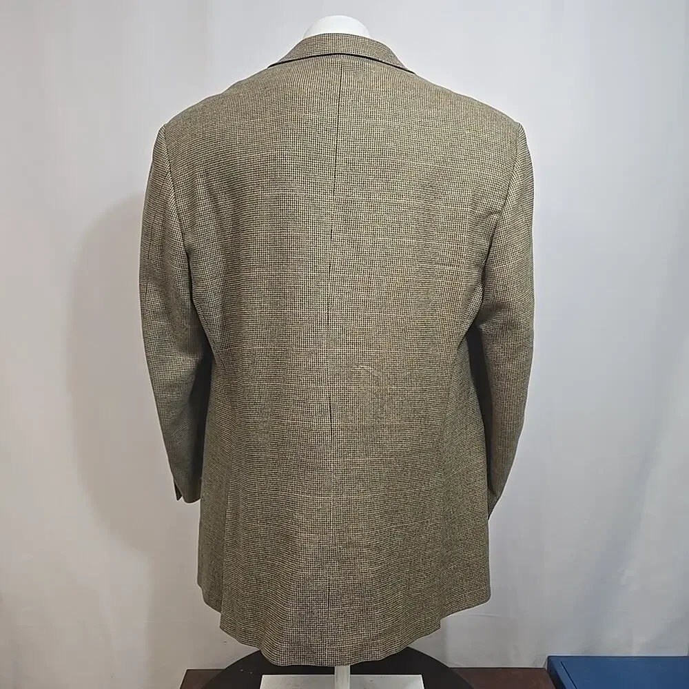 VTG Polo Ralph Lauren Cashmere Blend Tweed Blazer Size 46 Long Windowpane Plaid